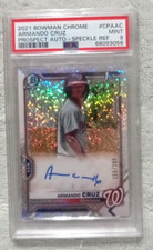 2021 1st Bowman Chrome Armando Cruz Speckle Refractor Auto SP /299 ~ PSA 9 Mint