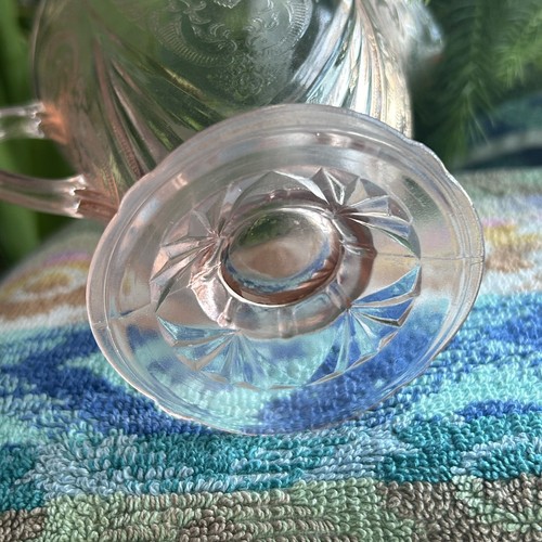 Pink Depression Glass Etched Floral Lace Creamer Pitcher Hazel Atlas Vintage - Picture 9 of 9