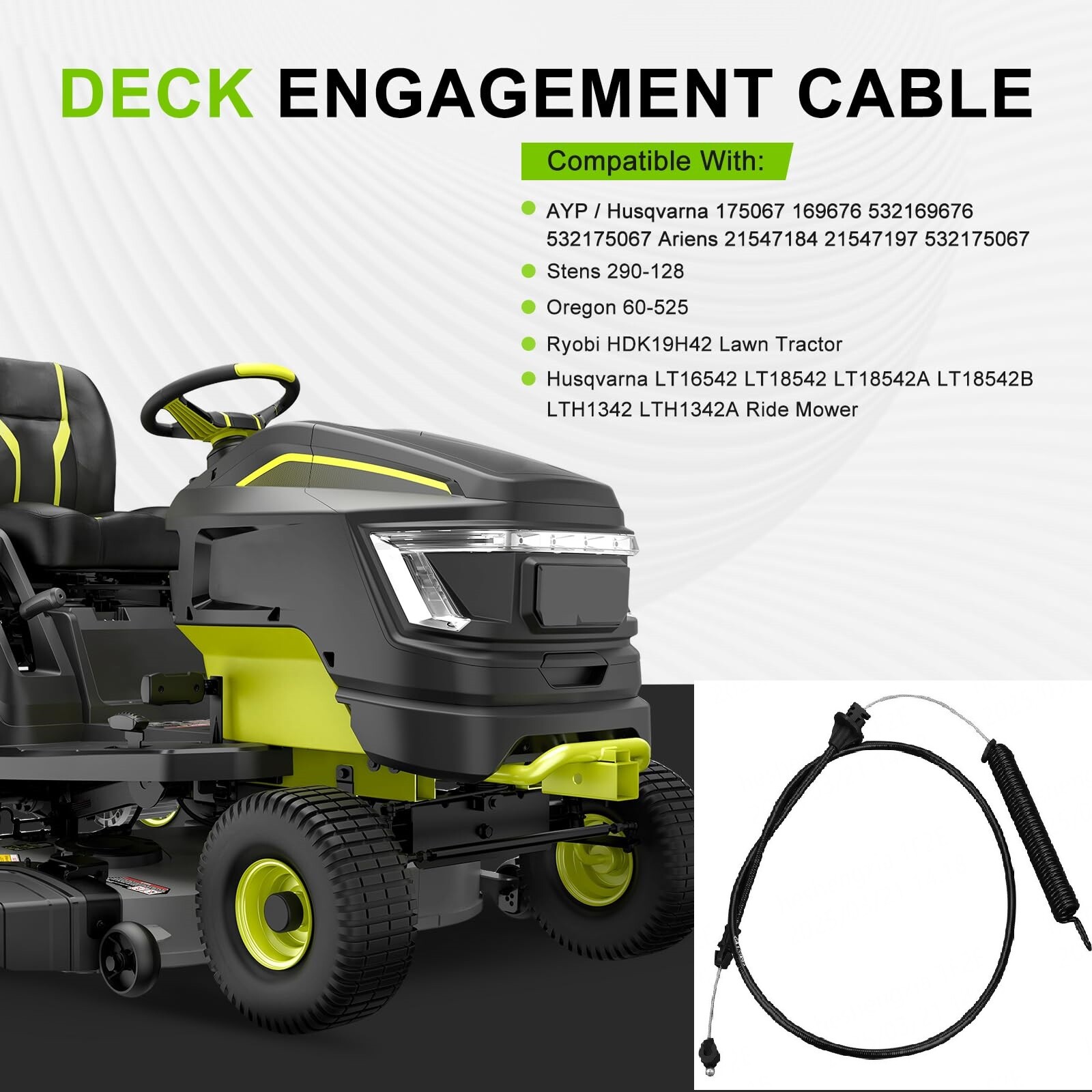 Baobao001 Rasenmäher-Kabel Ersatz – 106,7 Cm Deck, 114 Cm Kabellänge, Für Craftsman/Poulan/Husqvarna