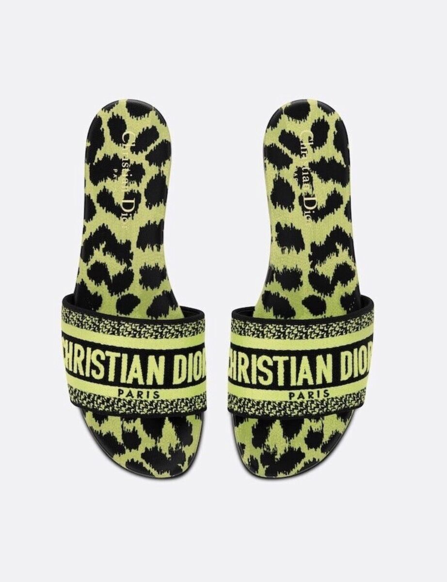 Dior Dway Slide Sandals Lime Pop Leopard Print BRAND NEW Dior Dway Slide Sandals Lime Pop Leopard Print BRAND NEW