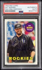 Pat Neshek Rockies Signed 2018 Topps Heritage Card #200 PSA Authenticated