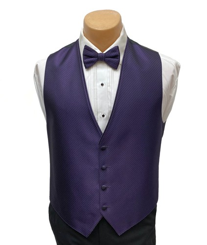Men's Flow Formals Eggplant Purple Tuxedo Vest with Tie Prom Wedding Groom