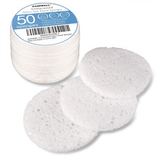50pcs Compressed Facial Sponges,White Cellulose 100 Natural Cosmetic Spa Sponge