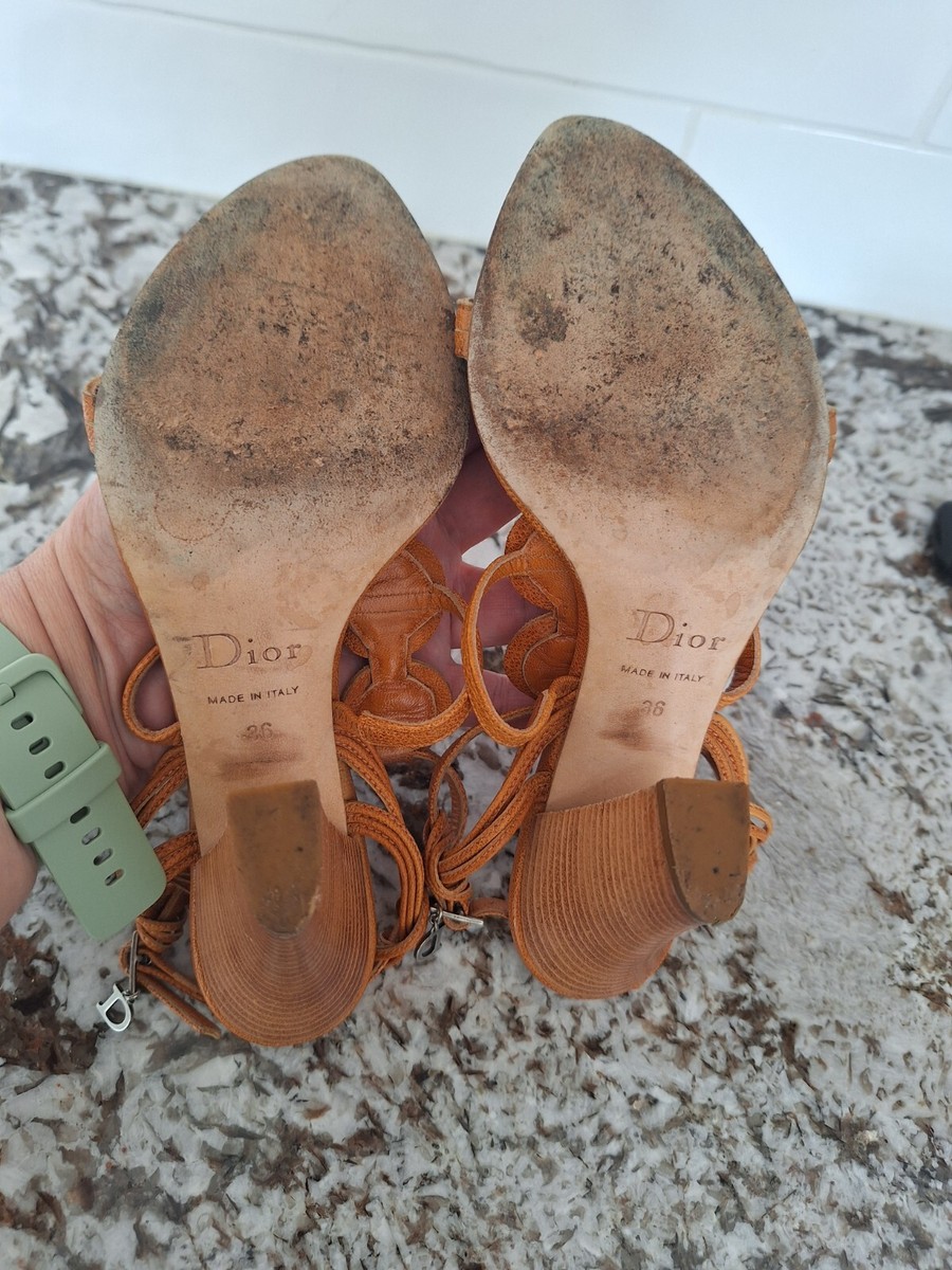 Christian Dior Brown Leather Strappy Sandals size 36 | eBay