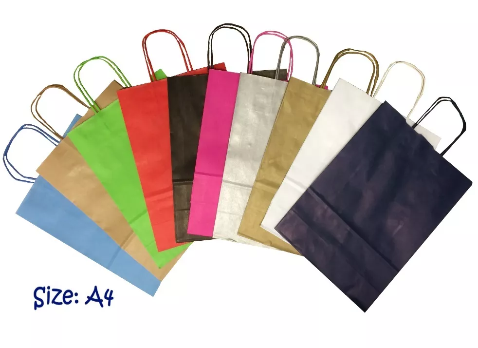 Kraft Tan A4 Paper Party Gift Bags Boutique Shop Loot Carrier Bag Pick Amount