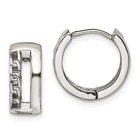 Stainless Steel High Polished 6.5mm Small Chain Link Huggie Hinged Hoop Earrings