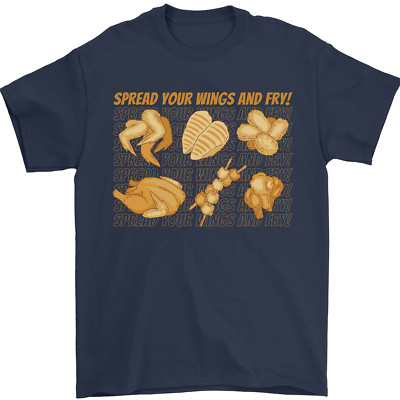 Spread Your Wings & Fry lustiges Huhn BBQ Herren T-Shirt 100% Baumwolle