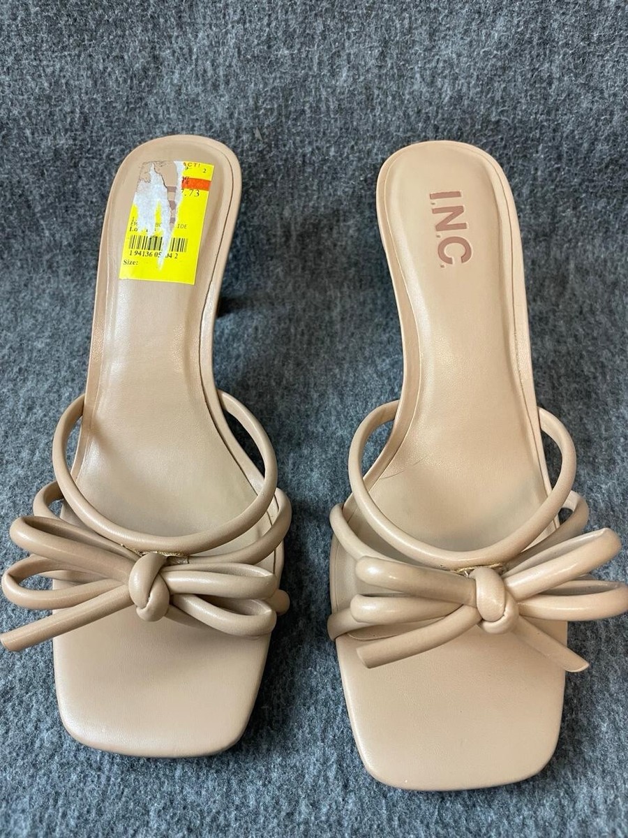 IT INC Womens Emonna White Faux Leather Elegant Slide Sandals / NEW