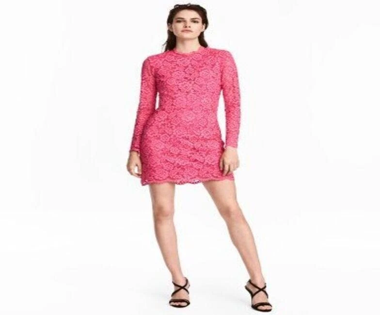 H&m pink lace dress cheap