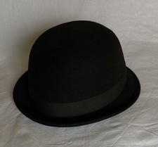 Lagomarsino Nutria Genuine Hare Hair Black Bowler/Derby Hat, Size 7 US 56 EU