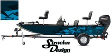 Pontoon Wrap Modern Shape Blue Fishing Abstract Graphic Bass Boat Decal Vinyl US