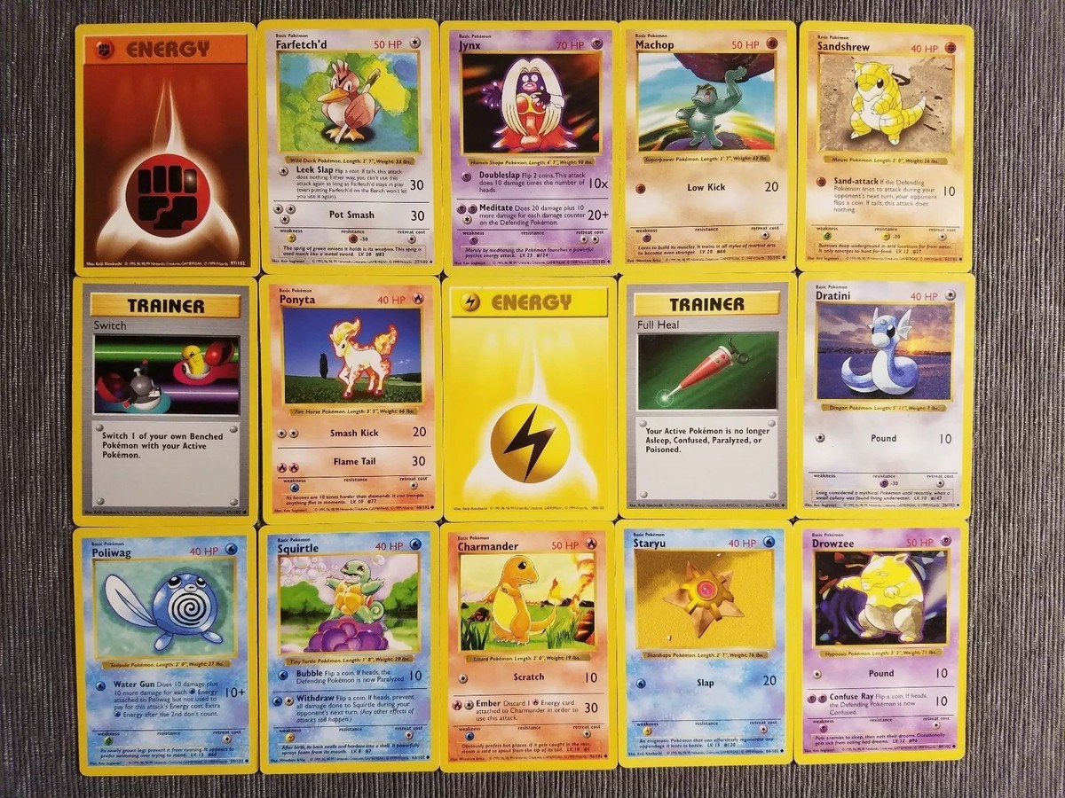 Pokemon TCG : 15 Pokemon Original Base SHADOWLESS Card 1999 - ABC | eBay