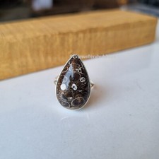 Unique Turritella Agate Gemstone Ring 925 Sterling Silver Designer Ring PG5515
