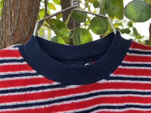 Camicia vintage anni 70 80 in tessuto Terry a righe skate surf USA 4 luglio 6 mesi - Foto 3 di 12