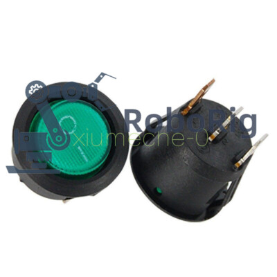 5Pcs NEW Mini 3 Pin Round Green SPDT ON-OFF Rocker Switch Snap-in