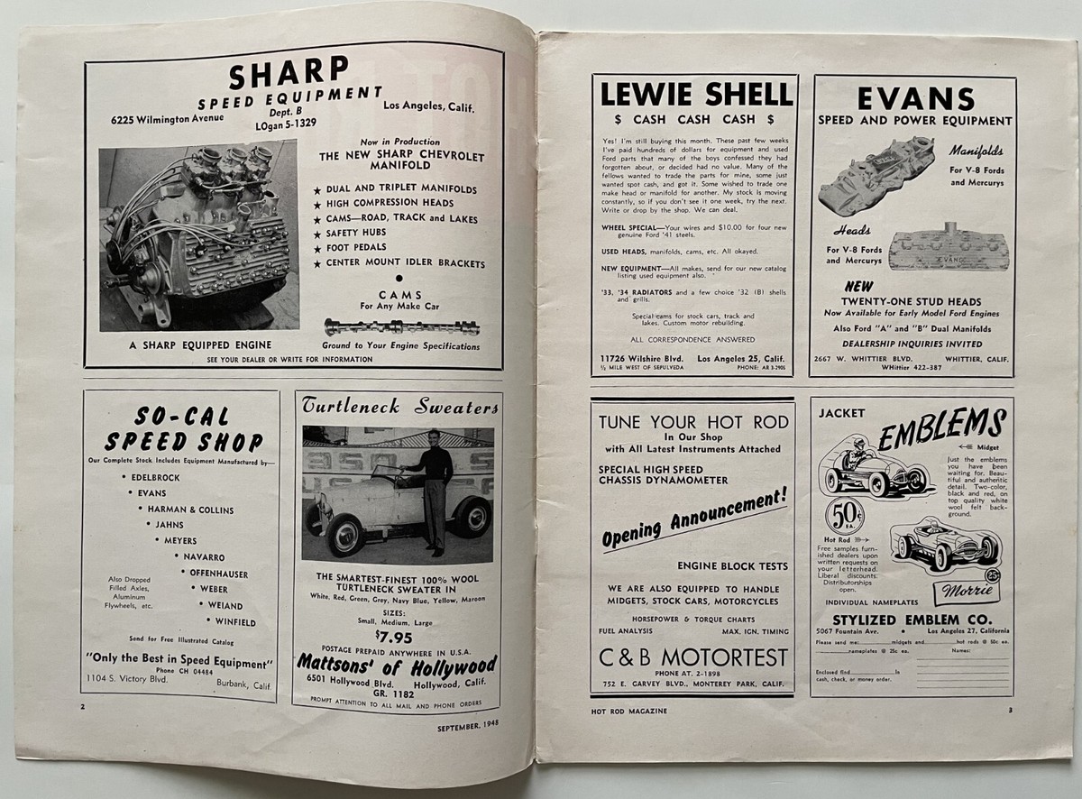1948 September HOT ROD Magazine Vol. 1, No. 9 Vintage Original