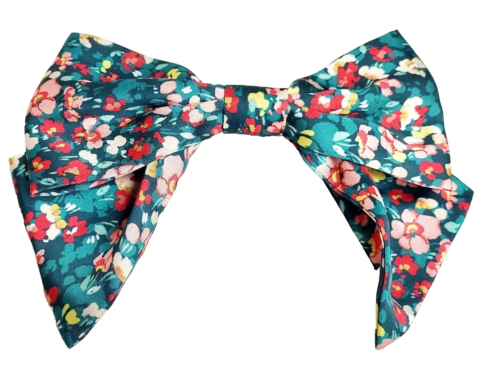 J.Crew Factory Grande Laço de Cabelo Floral Barrette Velha Floresta Verde Coral BK890 Novo com etiquetas - Imagem 2 de 4