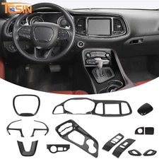 17pc Interior Decor Cover Trim Overlay Kit For Dodge Challenger 15+ Carbon Fiber