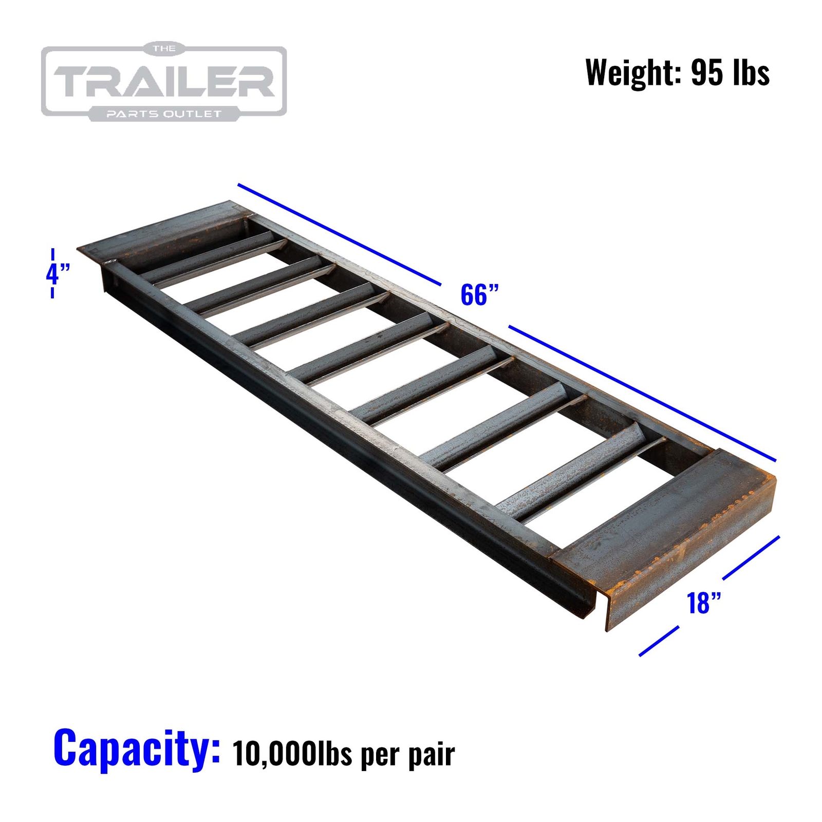 Pair (2) Steel Trailer Loading Ramps - Lowboy Dump Equipment-10,000 lb capacity