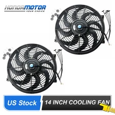 2 x 14" inch Universal Slim Fan Push Pull Electric Radiator Cooling 12V Mount