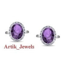 Natürlicher Amethyst Edelstein mit 14K Weiss Gold versilbert