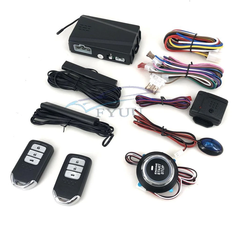 Alarma de coche sin llave un botón de arranque control remoto bloqueo central automático pulsador Foto 3 de 4