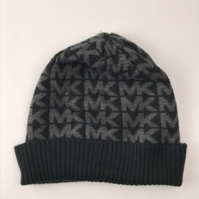 Michael Kors MK logo in gray on black winter hat ribbed cuff  display picture 1