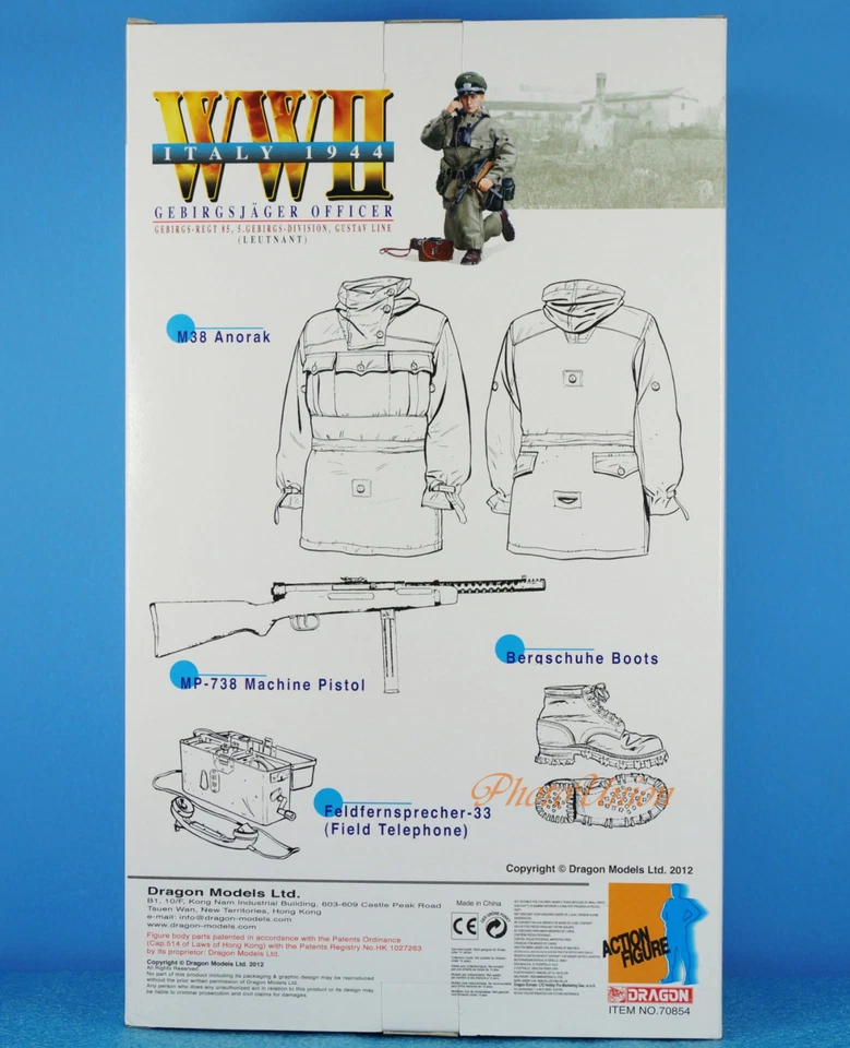 DRAGON 1:6 FIGURE 12" WW2 German Mountaineer Officer MP-738 Gun Lieutenant 70854 - Image 2 of 3