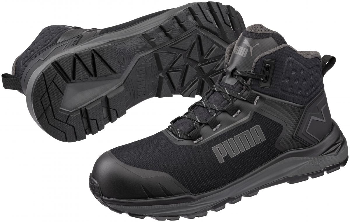PUMA Safety Men's Fusion Mid Composite Toe Work Boot Black/Grey - 635605, Black/