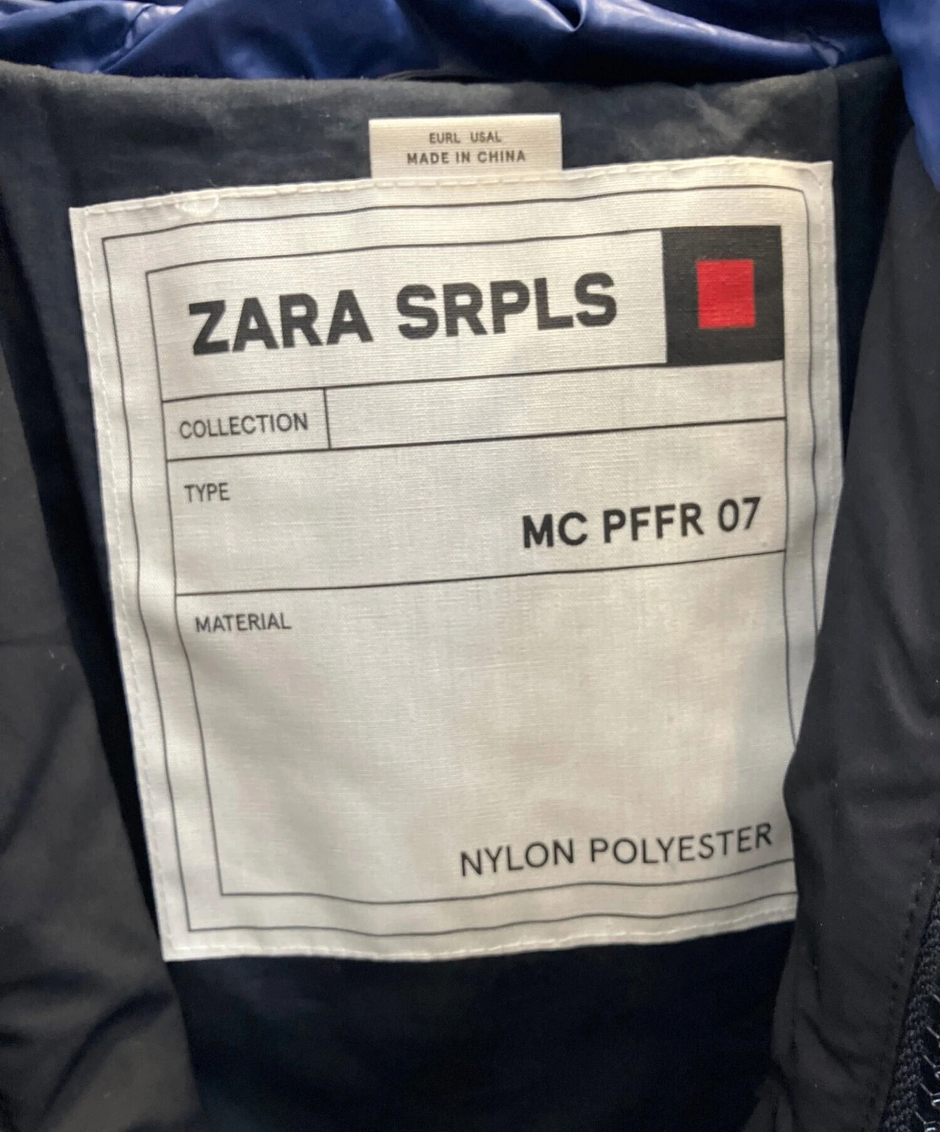 Zara Puffer Jacket Men's Size L Black/Blue Excellent - product detail image 3