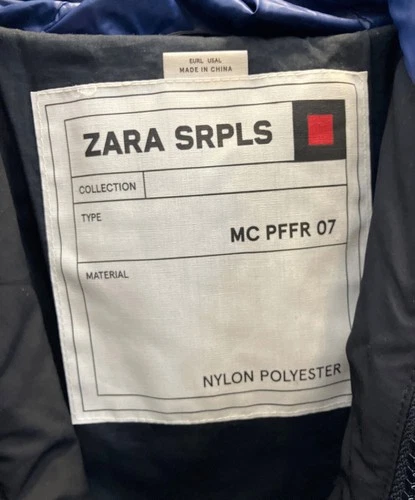 Zara Puffer Jacket Men's Size L Black/Blue Excellent image 3