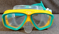 Speedo Jr Adventure Child Dive Goggle Mask Clear Yellow Teal Adjustable Strap