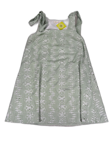 Doe and Rae Women's Green Eyelet Stripped Sleeveless Dress - S