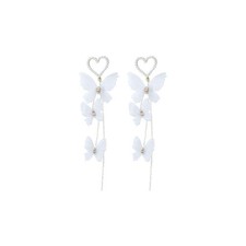 Crystal Butterfly Tassel Earrings 3D Long Butterfly Earrings Animal Drop Dangle