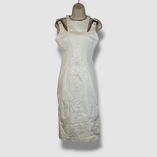 Versace Jeans Couture Women's White Embellished Buckle Shoulder Dress Size 4