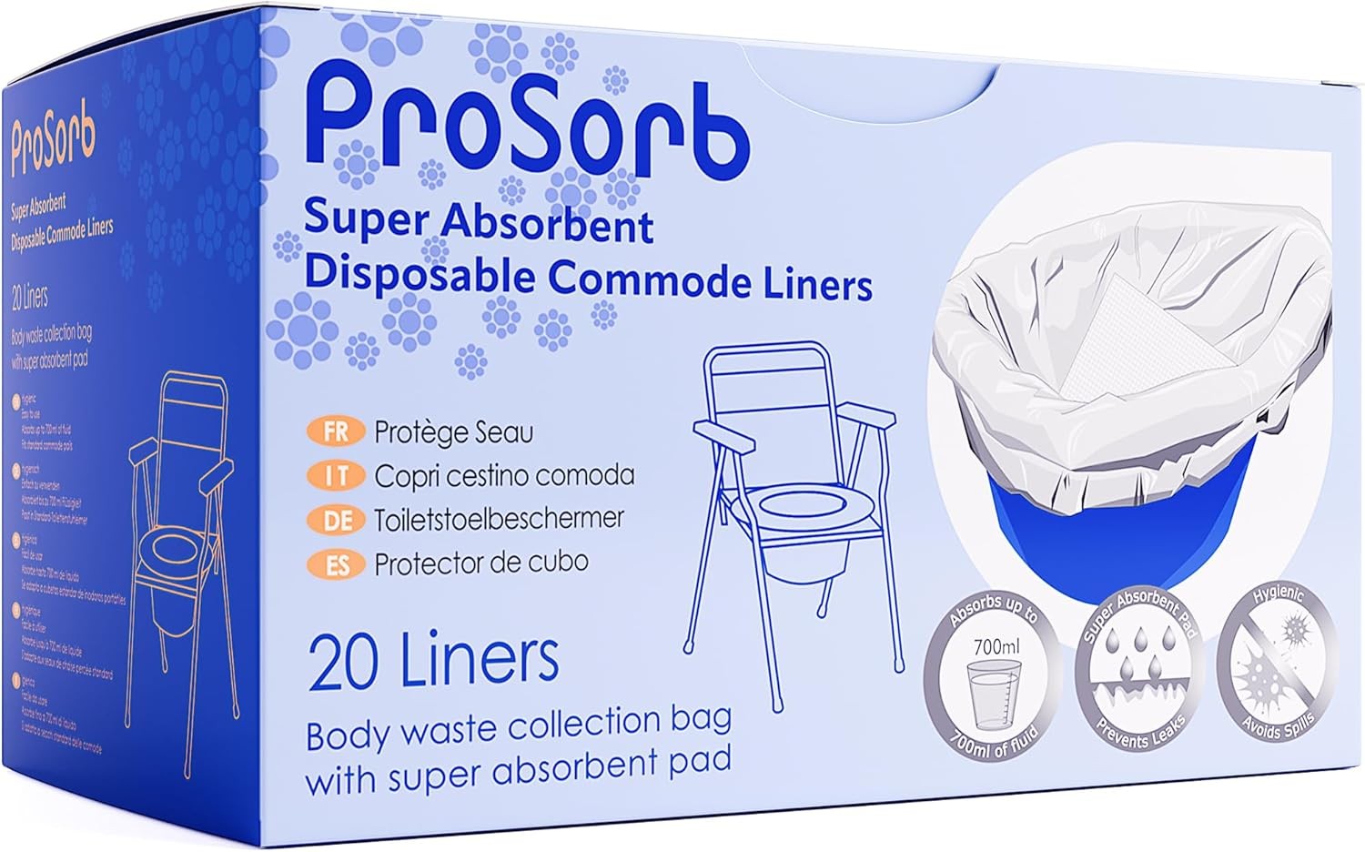 Super Absorbent Disposable Commode / Bed Pan Liners Pack of 20
