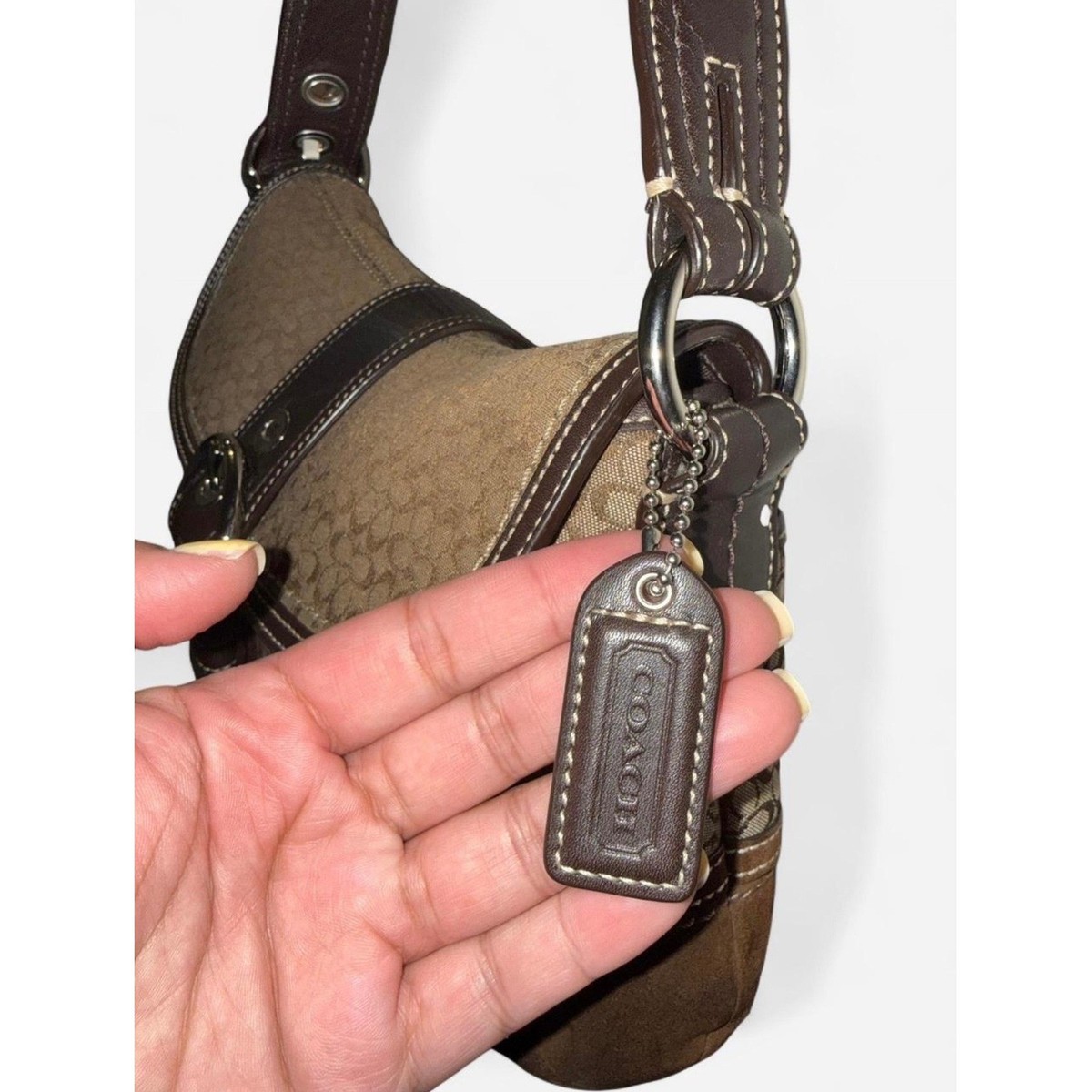 Coach Soho Signature Flap Brown Jacquard Leather Shoulder Bag