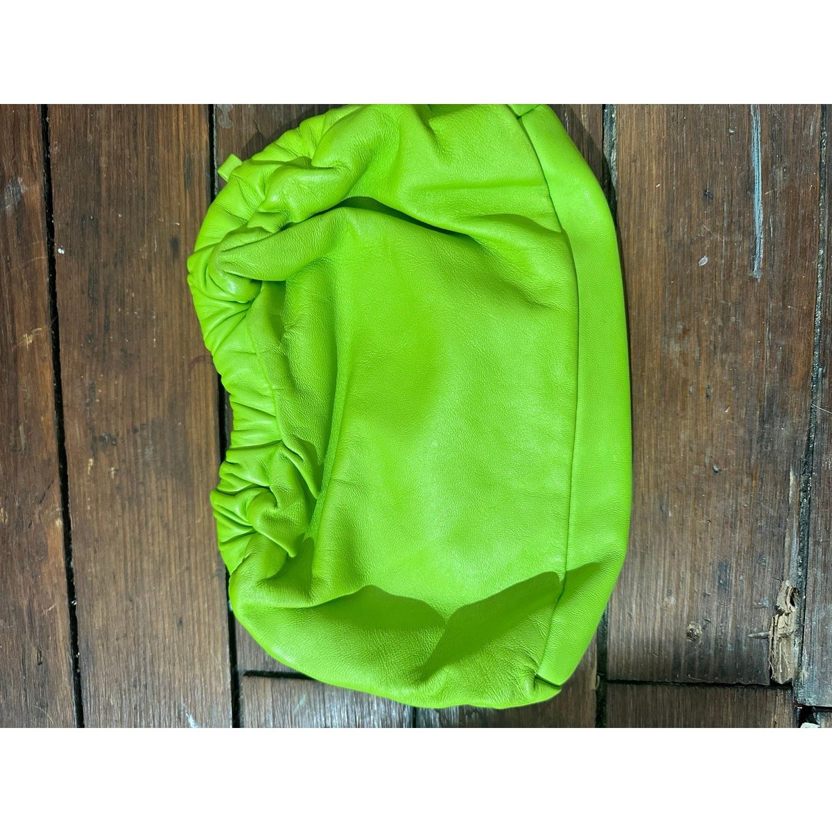 MANSUR GAVRIEL Neon Green Lambskin Leather Mini Cloud Clutch No Strap Purse Bag View 6