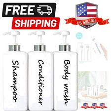 21oz Shampoo and Conditioner Dispenser Set of 3 Modern Refillable Shampoo Pum...