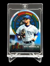1996 Studio KEN GRIFFEY JR “STAINED GLASS STARS” SSP INSERT ACETAE DIE CUT 2/12