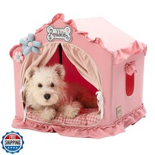 Jiupety Indoor Dog House with Frame, Cute Dog Tent Bed with Cover Cave, Breat