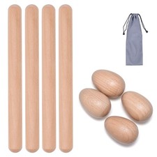 8 Pcs Musical Percussion Instrument Set, includes 4 Pcs 8 Inch Rhythm Sticks ...