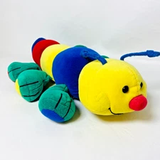 Vintage 1994 Plush Creations Rainbow Colorful Caterpillar 90’s Stuffed Rattle