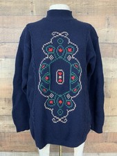 Vintage 1980s 1990s Liz Claiborne Oversized Grandma Sweater Size S Merino Wool