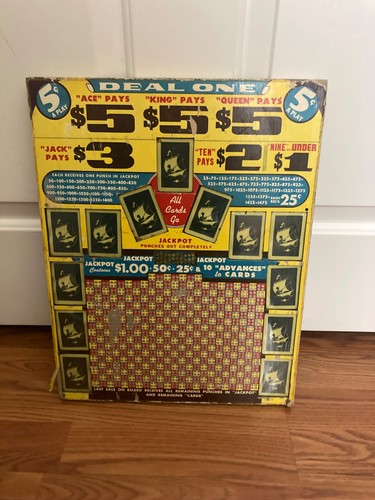 DEAL ONE UN USED PUNCH BOARD 5 CENT A PLAY ALL CARDS GO 17X13