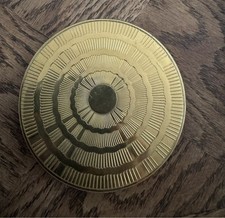Poudrier vintage métal doré miroir poudrier rond rétro Art Déco