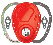 Trans-dapt Sbc For 2-piece Timing Cover With Gaskets - Orange Powder Coat Trans-dapt Sbc For 2-piece Timing Cover With Gaskets - Orange Powder Coat