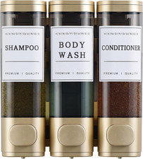 Shampoo and Conditioner Dispenser,Shower Soap Dispenser 3 Chamber No Drill