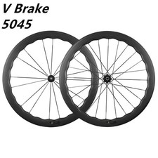700c Carbon Fiber Road Bike Wheel Set 6 Pawls Depth 5045mm V Brake Disc Brake