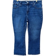 Madewell Jeans Womens Size 32 Mid Rise Kick Out Wide Leg Blue Cotton Blend Denim